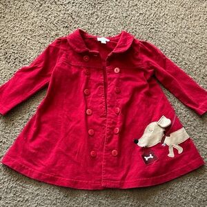 Le Top Red Double-Breasted Coat with Dog Patch